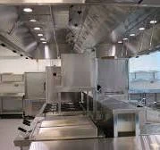 Wide view of clean commercial kitchen